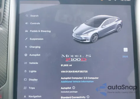 2018 Tesla Model S 100D/75D/P100D from USA, damaged, VIN 5YJSA1E46JF283725